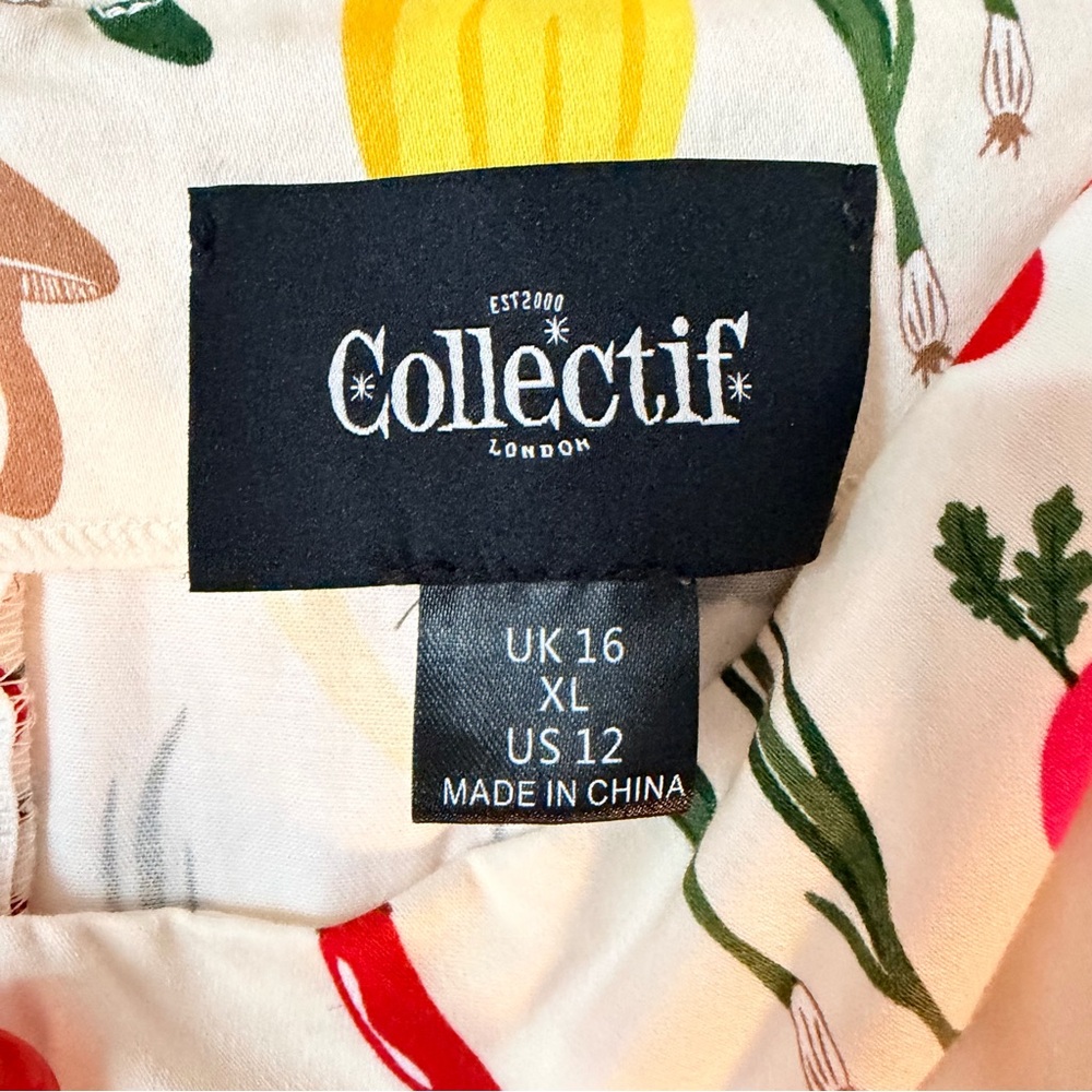 Modcloth Collectif Summer Vegetable Garden Print Fit Flare, Swing Skirt Dress,16 - Picture 4 of 16